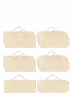 Excefore Unfinished Hanging Wood Signs Rectangle Blank Wooden Plaque Slices Banners with Ropes for Pyrography Painting Writing DIY Home Crafts Supplies (Beige, 10Pcs)  - Image 1