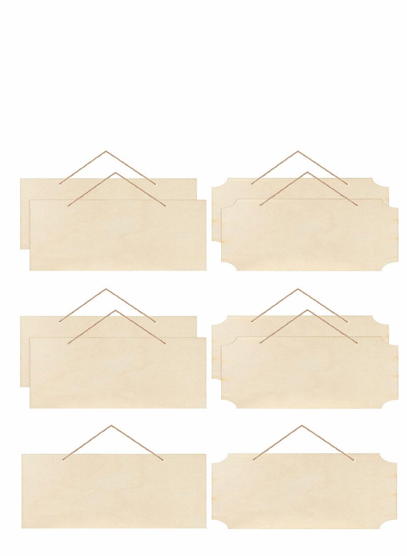 Excefore علامات خشبية معلقة غير مكتملة مستطيلة بلاك خشبية شرائح لافتات مع حبال للرسم بالنقش والرسم والكتابة ودي آي واي لمستلزمات الحرف المنزلية (بيج، 10 قطع) - Image 1