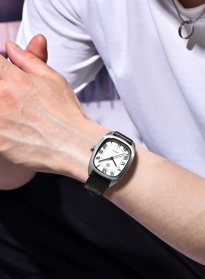 رولستيمي ساعة رجالية كلاسيكية في اتش 31 حركة كوارتز مربعة من الفولاذ المقاوم للصدأ مقاومة للماء بحزام جلدي بساطة ساعات معصم للأعمال - Image 2