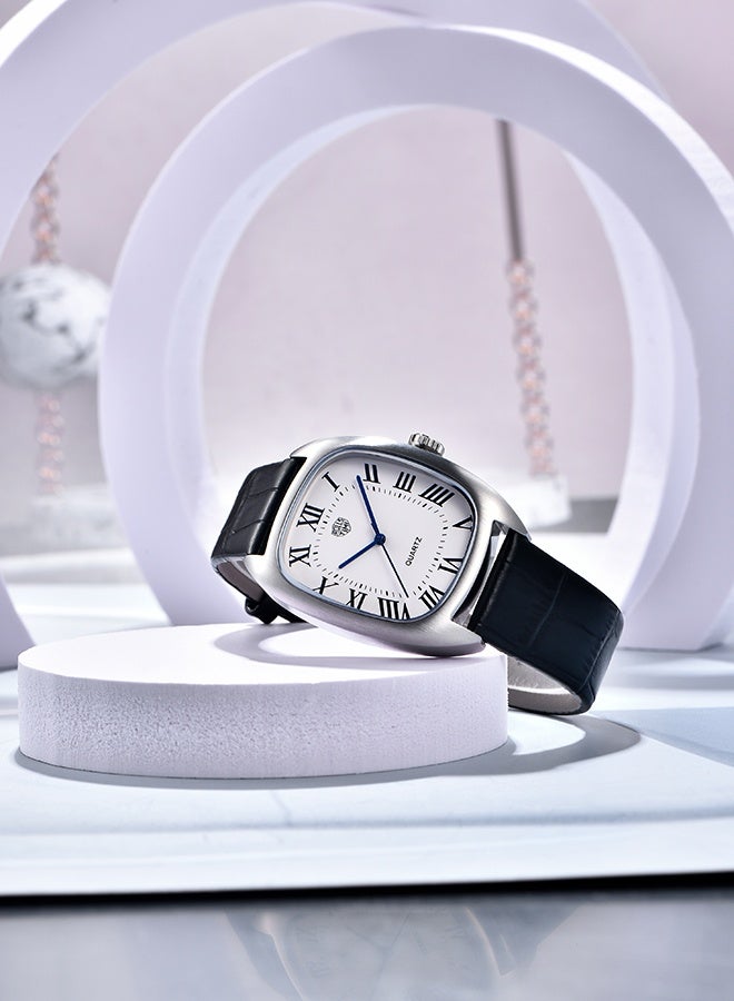 رولستيمي ساعة رجالية كلاسيكية في اتش 31 حركة كوارتز مربعة من الفولاذ المقاوم للصدأ مقاومة للماء بحزام جلدي بساطة ساعات معصم للأعمال - Image 3