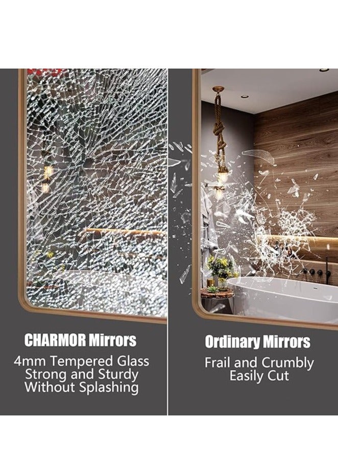 Bathroom Mirror Full Length Mirror Wall Mounted Mirror Makeup Mirror Dressing Mirror Frame Mirror for Bathroom Living Room Bedroom (70*70CM） - Image 5
