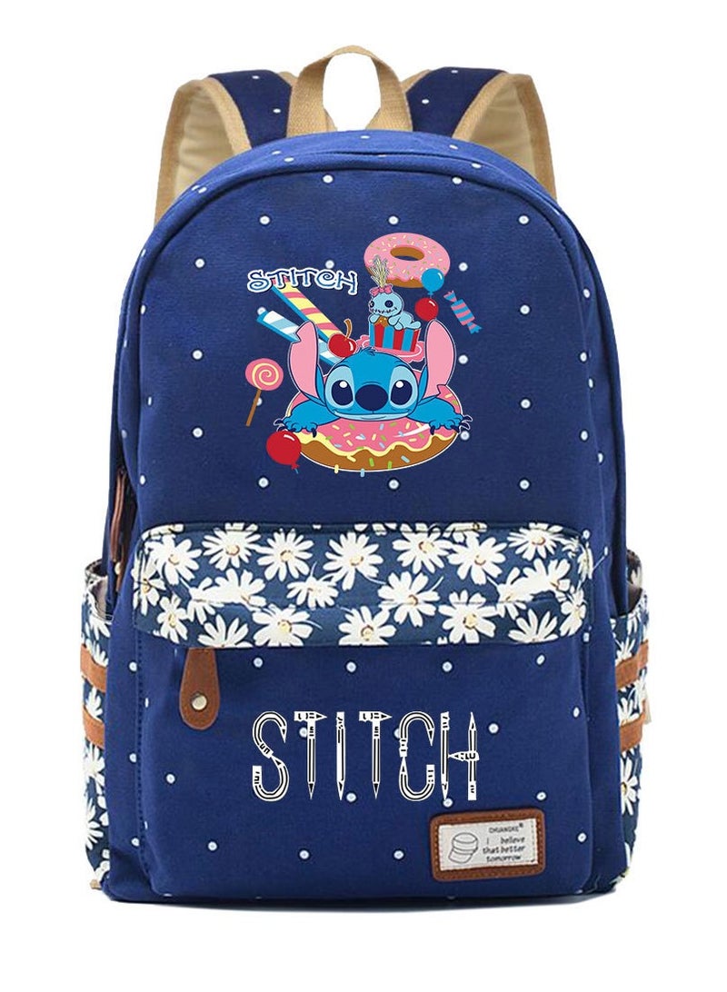 Stitch Printed Youth Casual Woven Strap Backpack