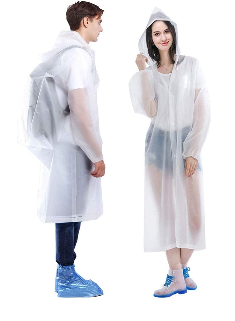Raincoat, 2PCS Portable EVA Rain Coats ReusablePoncho with Hood and Elastic Cuff Sleeves Transparency of Outdoor Tourism & Packable for Family Fishing, Travel, Emergency no PVC - Image 1