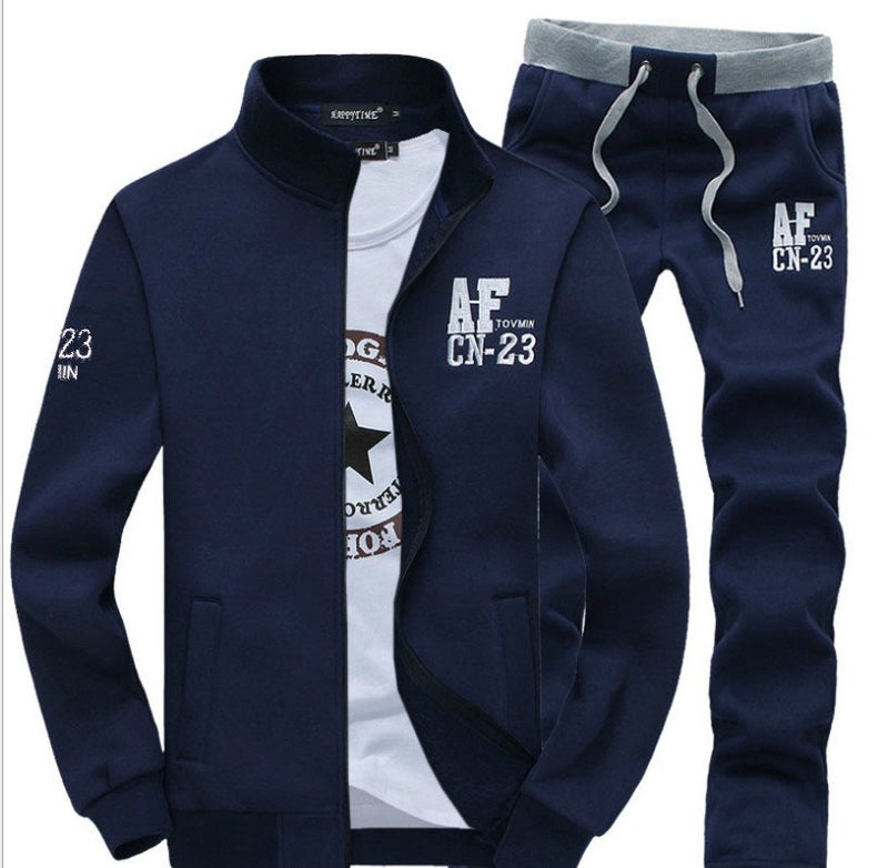 Spring and Autumn Leisure Cheap 40 with 30-year-old 20-year-old middle-aged father dressed soil mens sports into suit AF navy blue