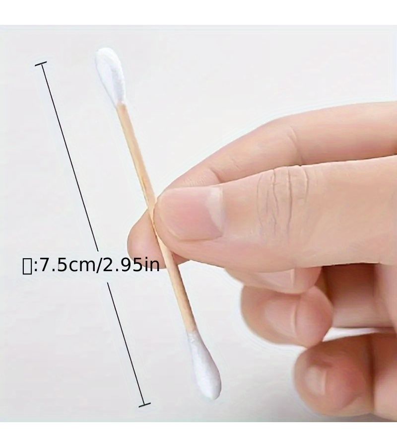 100 Pcs Multipurpose Swabs Blue Dual Tipped With Pointed And Flower Tips For Makeup Removal Wound Care Household Use Wood Material Outdoor Camping Daily Needs - Image 4