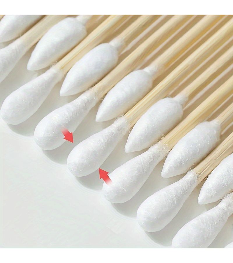 100 Pcs Multipurpose Swabs Blue Dual Tipped With Pointed And Flower Tips For Makeup Removal Wound Care Household Use Wood Material Outdoor Camping Daily Needs - Image 2