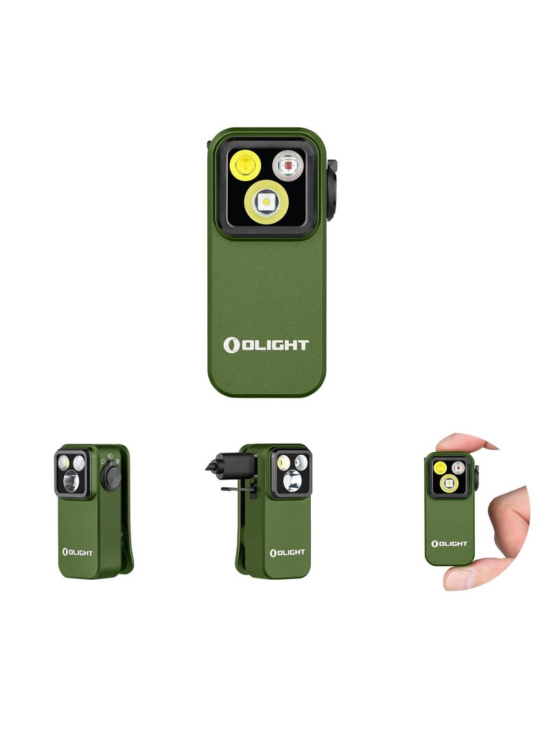 OLIGHT EDC Flashlight, 500 Lumens Rechargeable Magnetic Flash Light, Compact And Portable Clip On Light With Three Lighting Solutions, High Brightness Torch For Indoor Outdoor, (1pc, Green)  - Image 1