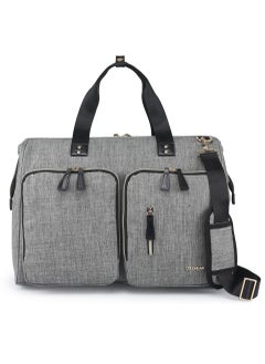 Little Story Gabrielle Mom Dad Xl Travel Diaper Bag With Diaper Changing Mat - Grey  - Image 4