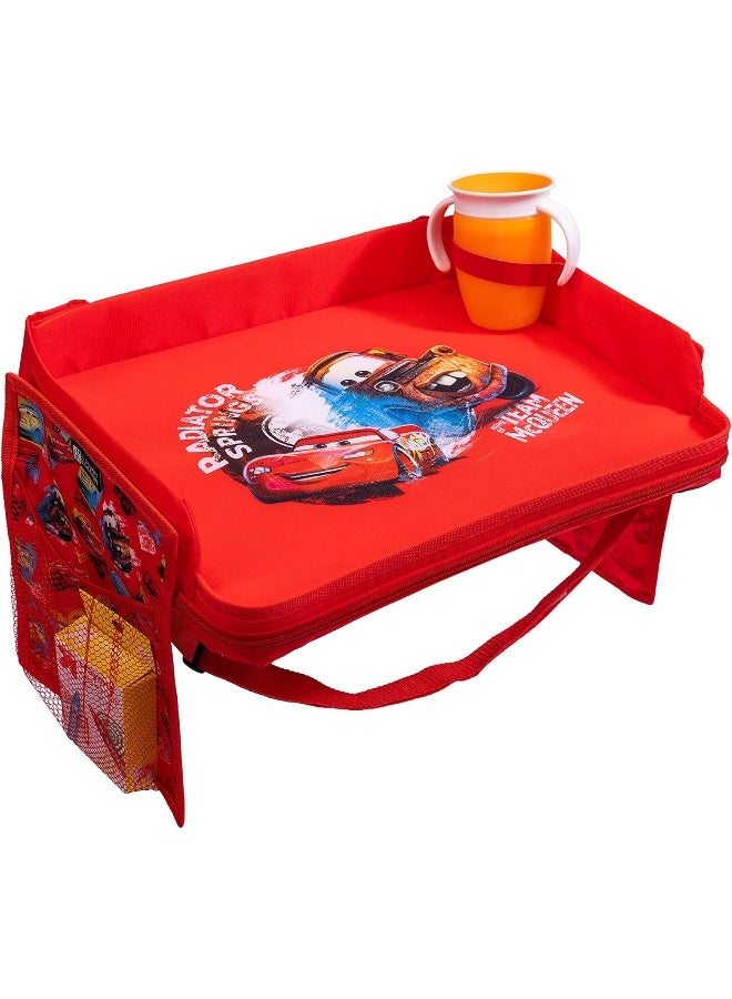 J.L. Childress Disney Baby 3-in-1 Travel Tray & iPad Tablet Holder - Car Seat Lap Tray for Toddlers, Kids - Use on Airplanes, Road Trips, Lap Desk - Tablet Holder and Carry Bag - Disney Cars - Image 1