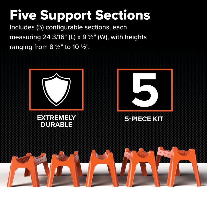Camco Rhino RV Sewer Hose Support Kit - Extends Over Uneven Terrain for Easy Drainage - Supports Up to 15-Feet of RV Sewer Hose - Features Nesting Design for Storage - 5 Support Sections (43072) - Image 4
