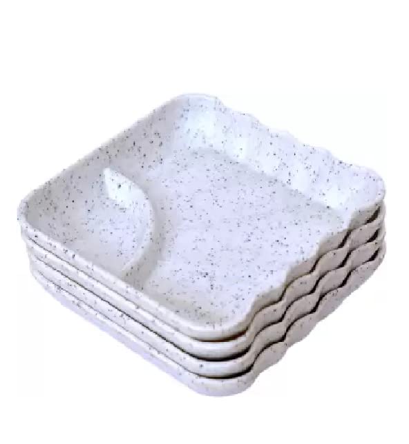 MiRiM Melamine Unbreakable Snacks Plates for Multipurpose Uses (Set of 6) (Marble) - Image 1