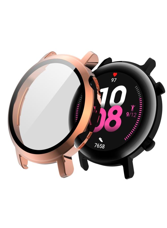 إيروريكس واقي شاشة زجاجي مقوى 2 في 1 لساعة هواوي جي تي 2 مقاس 42 مم + جراب كمبيوتر مطلي بالكامل (ذهبي وردي) - Image 2