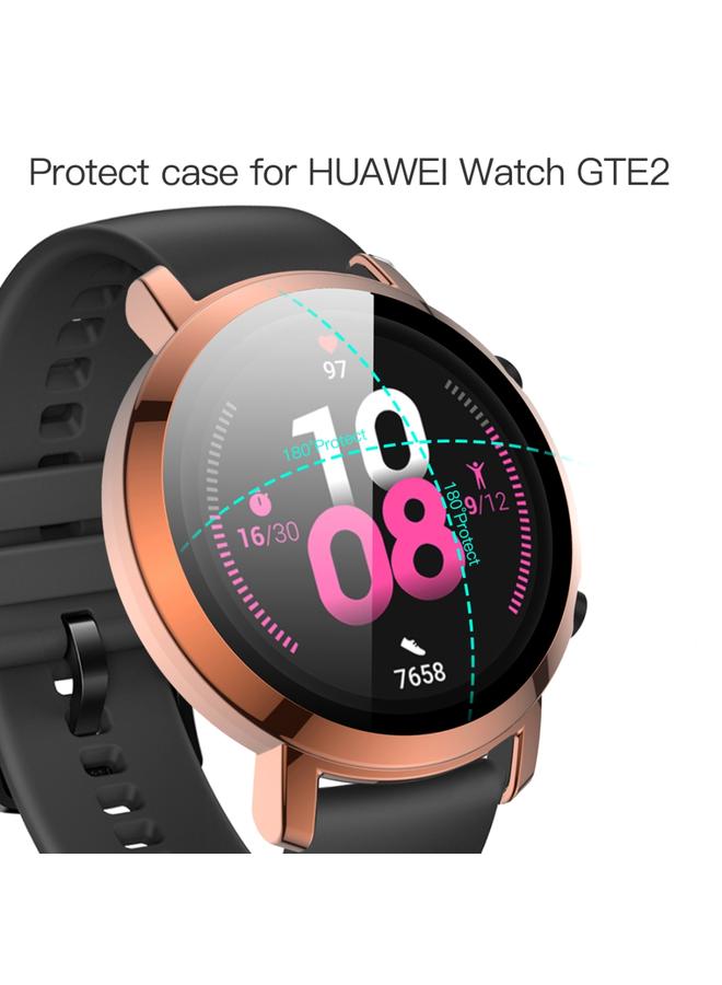 إيروريكس واقي شاشة زجاجي مقوى 2 في 1 لساعة هواوي جي تي 2 مقاس 42 مم + جراب كمبيوتر مطلي بالكامل (ذهبي وردي) - Image 4
