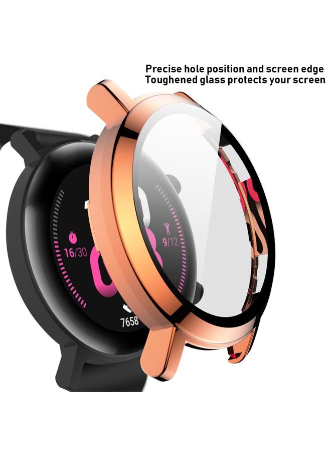إيروريكس واقي شاشة زجاجي مقوى 2 في 1 لساعة هواوي جي تي 2 مقاس 42 مم + جراب كمبيوتر مطلي بالكامل (ذهبي وردي) - Image 3