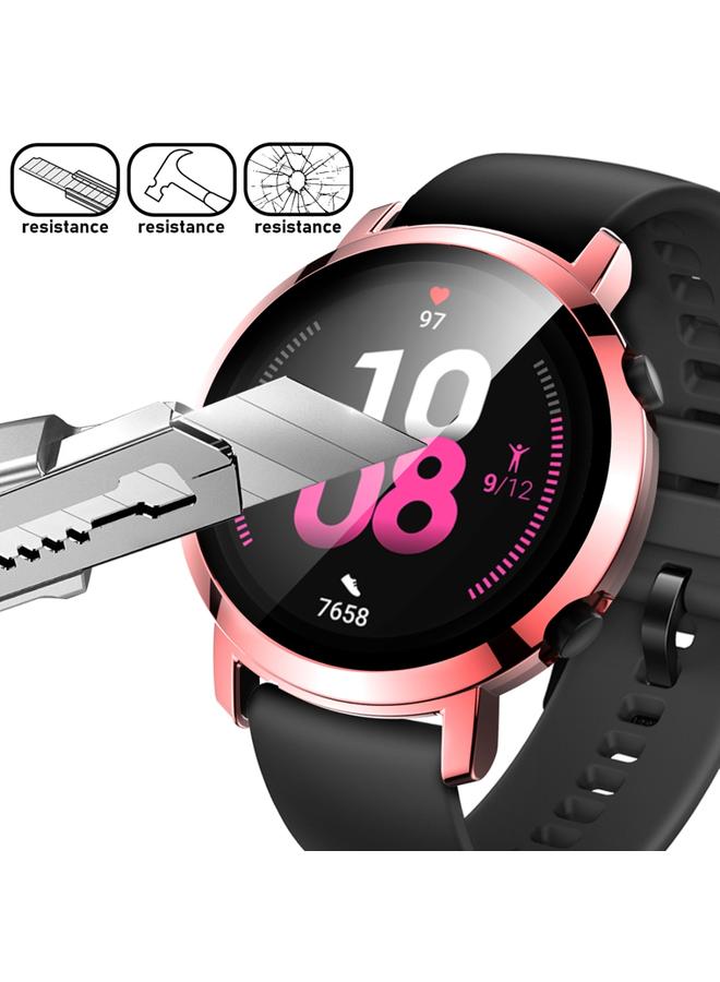 إيروريكس واقي شاشة زجاجي مقوى 2 في 1 لساعة هواوي جي تي 2 مقاس 42 مم + جراب كمبيوتر مطلي بالكامل (ذهبي وردي) - Image 5