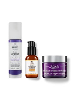 Set of Kiehl's Super Multi-Corrective Cream 50ml, Powerful-Strength Line-Reducing Concentrate 50ml, Retinol Skin-Renewing Daily Micro-Dose Serum 50ml