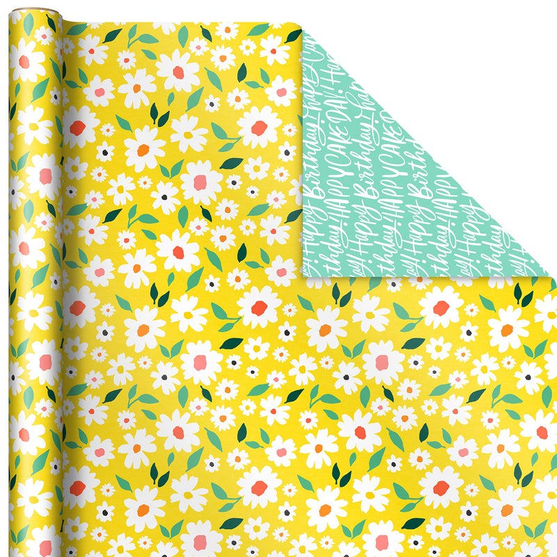 Hallmark Reversible Spring Wrapping Paper (3 Rolls: 75 Sq. Ft. Ttl) Floral, Lemons, Bright Abstract for Easter, Birthdays, Mother's Day, Bridal Showers, Baby Showers - Image 5