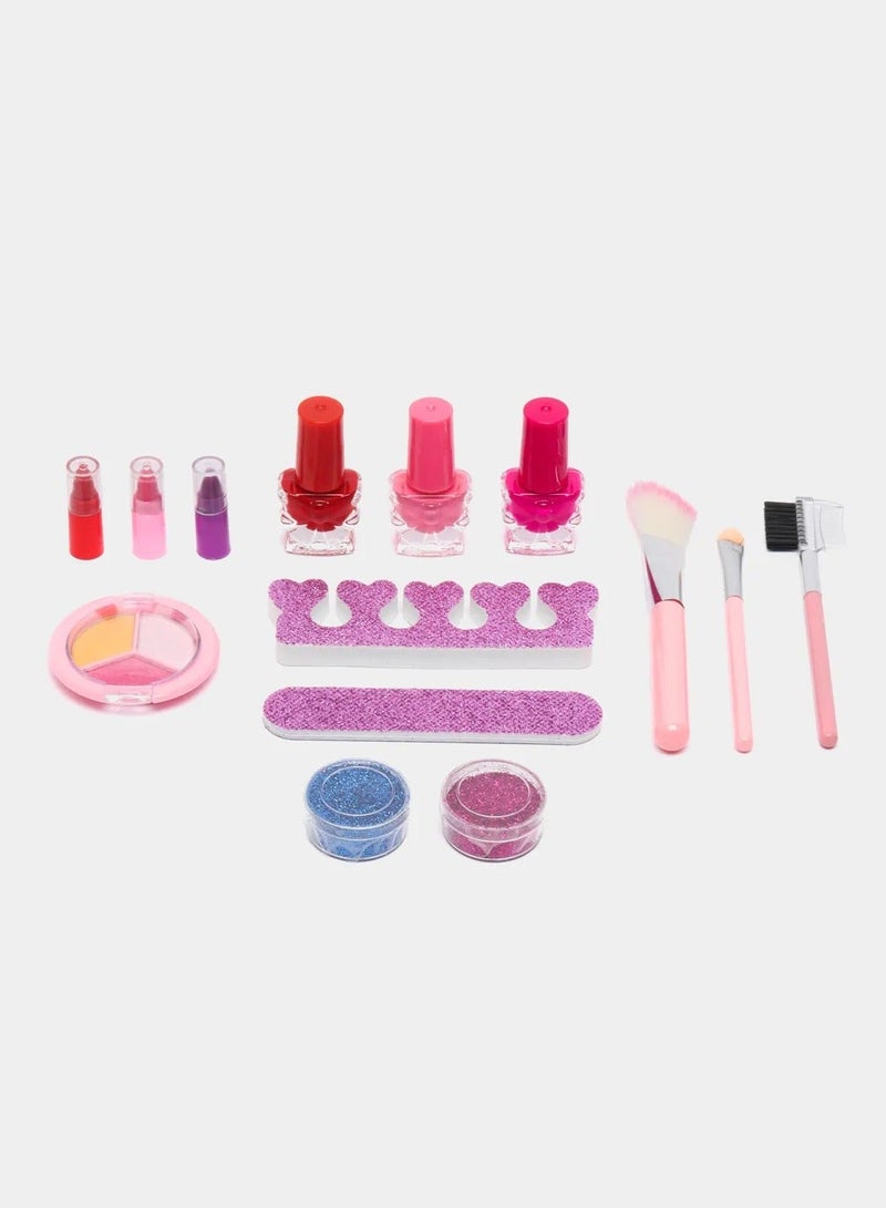 Rally A real pretend makeup set for girls with a portable storage bag in pink color. - Image 3