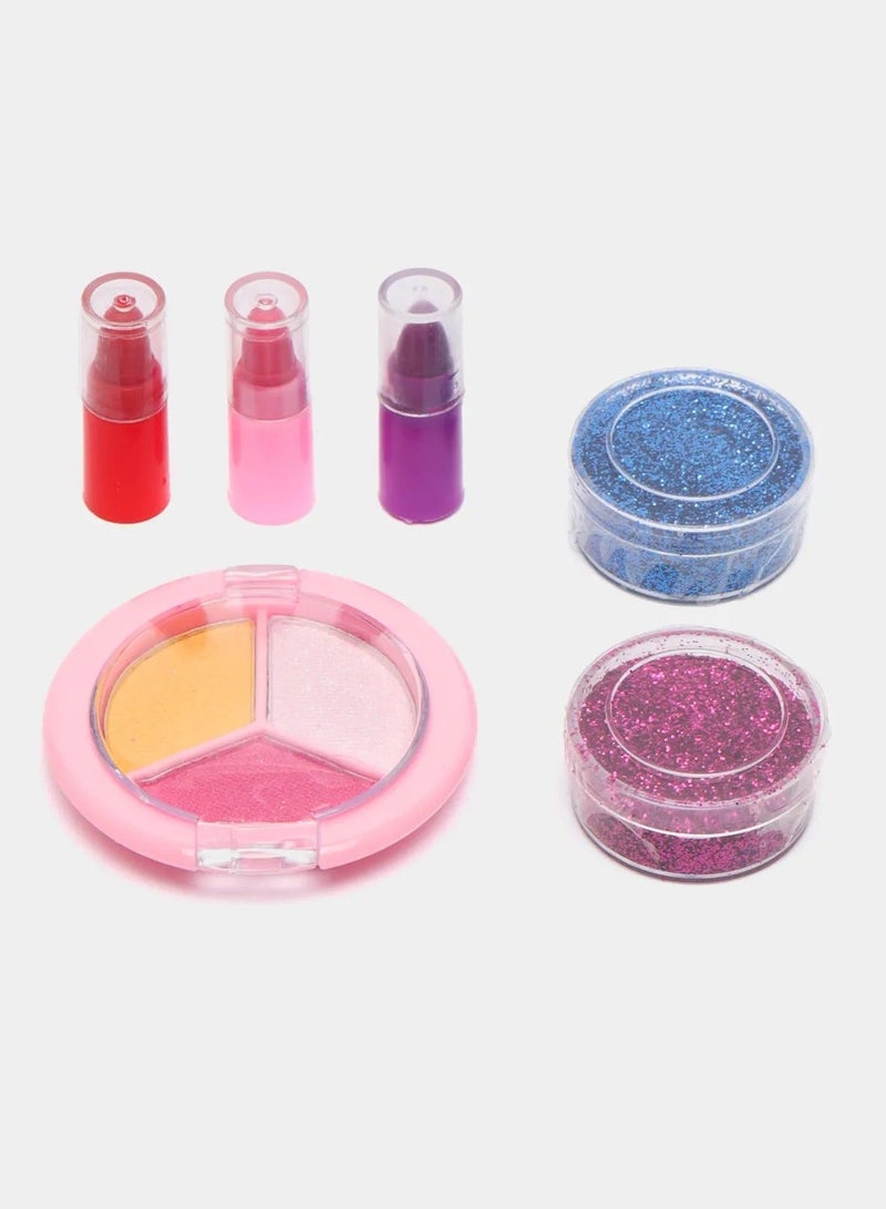 Rally A real pretend makeup set for girls with a portable storage bag in pink color. - Image 2
