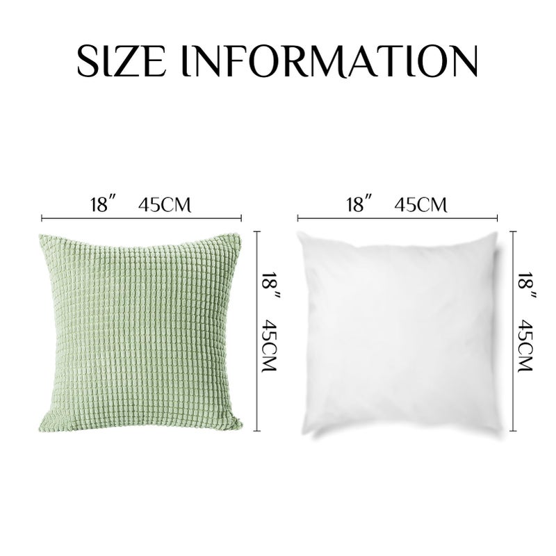 Softalker Throw Pillow Covers 18x18 Inch, Set of 2, Soft Corduroy Boho Stripe Decorative Pillow Cover, Couch Fluffy Pillow Cover for Farmhouse Home Decor Bed Living Room, Sage Green - Image 4
