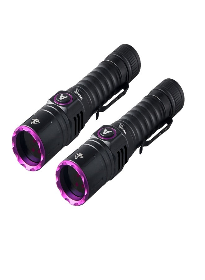 Two 365nm Uv Led Flashlights, Usb Rechargeable, Suitable For Animal Urine Testing, Anti-Counterfeiting Identification, Mineral, Jewelry And Jade Testing. Equipped With 18650 Batteries And Type-C Port. - Image 1