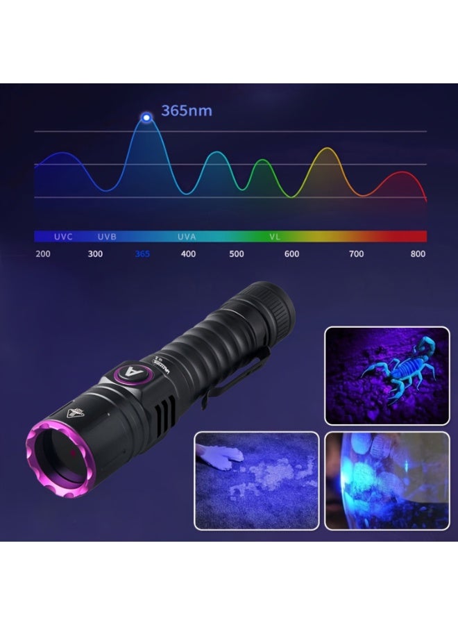 Two 365nm Uv Led Flashlights, Usb Rechargeable, Suitable For Animal Urine Testing, Anti-Counterfeiting Identification, Mineral, Jewelry And Jade Testing. Equipped With 18650 Batteries And Type-C Port. - Image 3