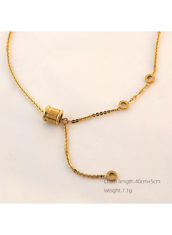 AMETOER Women's High-end Non-fading Jewelry Instagram-style 18k Gold Plated Pendant Stainless Steel Necklace - Image 5