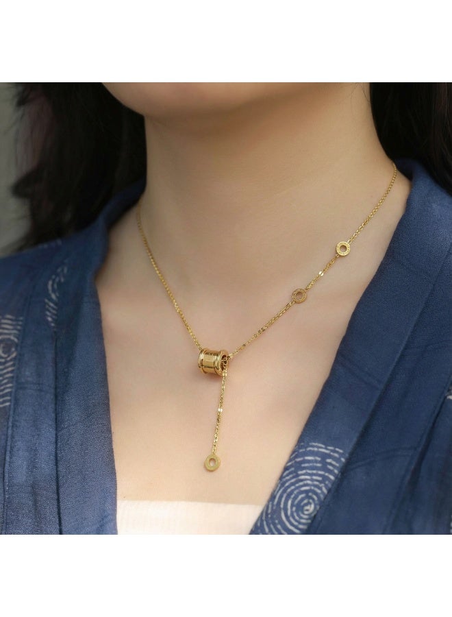 AMETOER Women's High-end Non-fading Jewelry Instagram-style 18k Gold Plated Pendant Stainless Steel Necklace - Image 4