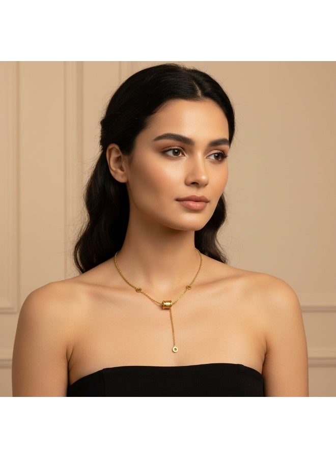 AMETOER Women's High-end Non-fading Jewelry Instagram-style 18k Gold Plated Pendant Stainless Steel Necklace - Image 3