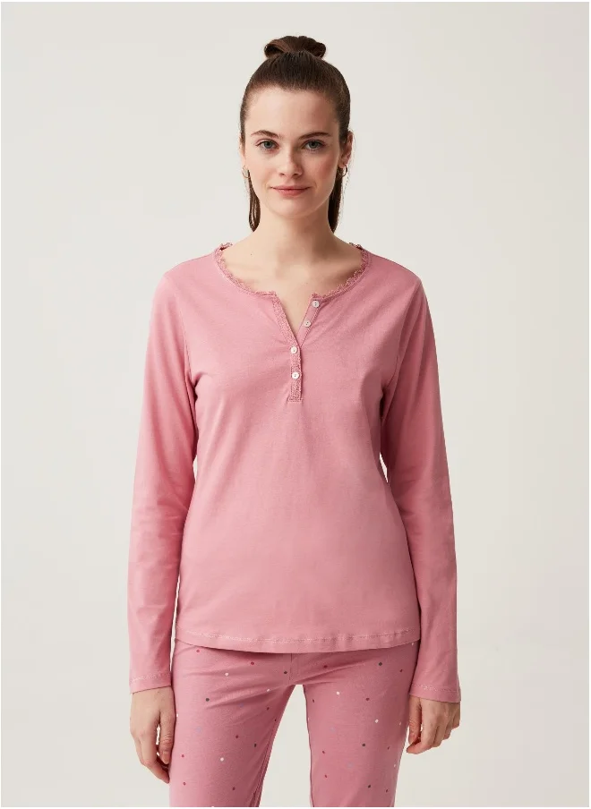 Ovs Ovs Cotton Pyjama Top With Granddad Neck