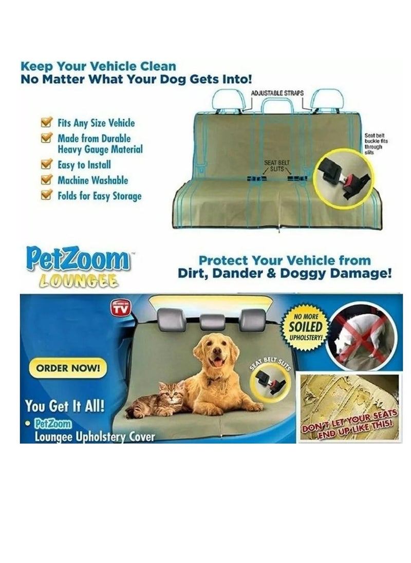 Plan A Petzoom Loungee Car Back Seat Cover, Designed to Protect Seats from Pets, Waterproof, Scratch Resistant, Non-Slip, Fits Cars, Trucks, SUVs – Standard (Beige)  - Image 5