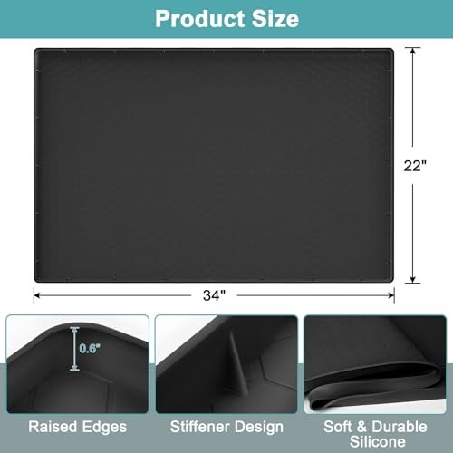 MECHEER Under Sink Mats for Kitchen Waterproof, Silicone Under Kitchen Sink Mats and Protectors for 34" x 22" Cabinets, Under Sink Tray Organizer, Shelf Liners Cabinet Liner for Kitchen and Bathroom, Black - Image 2