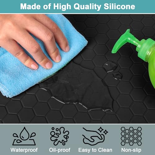 MECHEER Under Sink Mats for Kitchen Waterproof, Silicone Under Kitchen Sink Mats and Protectors for 34" x 22" Cabinets, Under Sink Tray Organizer, Shelf Liners Cabinet Liner for Kitchen and Bathroom, Black - Image 3