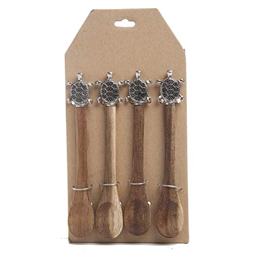 Beachcombers Wood Spoon Set 4 Turtle Design - Image 1