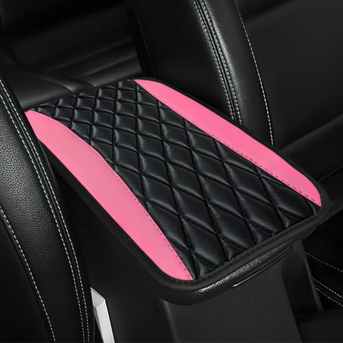 ongfuwu Car Center Console Cushion Pad, 12.72"×7.52" Leather Waterproof Auto Armrest Seat Box Protector, Car Center Console Cover, Universal Interior Decor Car Accessories for SUV Truck (Pink) - Image 1