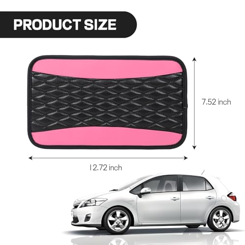 ongfuwu Car Center Console Cushion Pad, 12.72"×7.52" Leather Waterproof Auto Armrest Seat Box Protector, Car Center Console Cover, Universal Interior Decor Car Accessories for SUV Truck (Pink) - Image 2