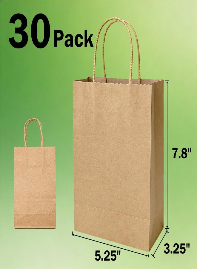 Volokitx 30 Pack 5.25 x 3.15 x 7.8 in Small Paper Bags with Handles, Sturdy Natural Brown Small Kraft Bags with Handles for Shopping, Birthday, Retail, Gifts & Small Business - Image 2