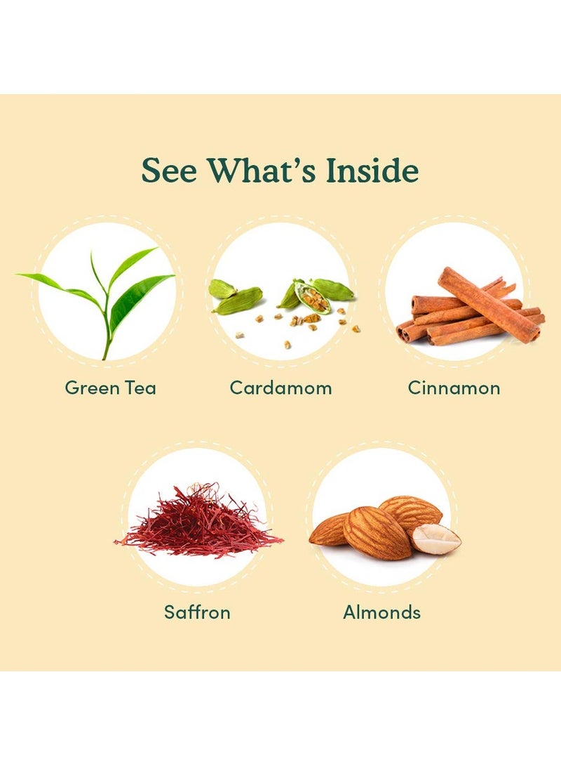 فادام شاي كشميري كاهوا شاي أخضر كشميري 100غم شاي ماسالا شاي بالزعفران واللوز والقرفة والهيل، ساخن أو مثلج - Image 3