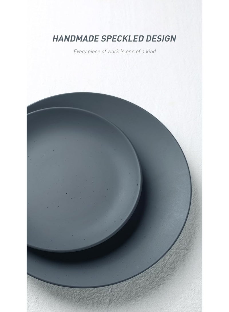 Famiware Moon 12 Piece Stoneware Dinnerware Set, Set for 4, Speckled Design with Matte Finish, Scratch Resistant, Microwave & Dishwasher Safe, Charcoal  - Image 2