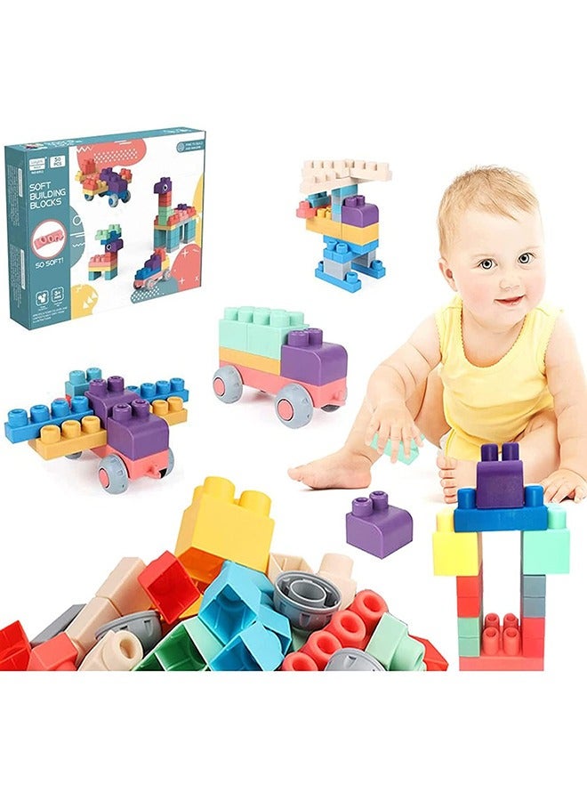 Rubber Building Block Toy Set Early Education Toys Suitable for Children 1-3 Years Old Building Block Toys (50pc) - Image 1