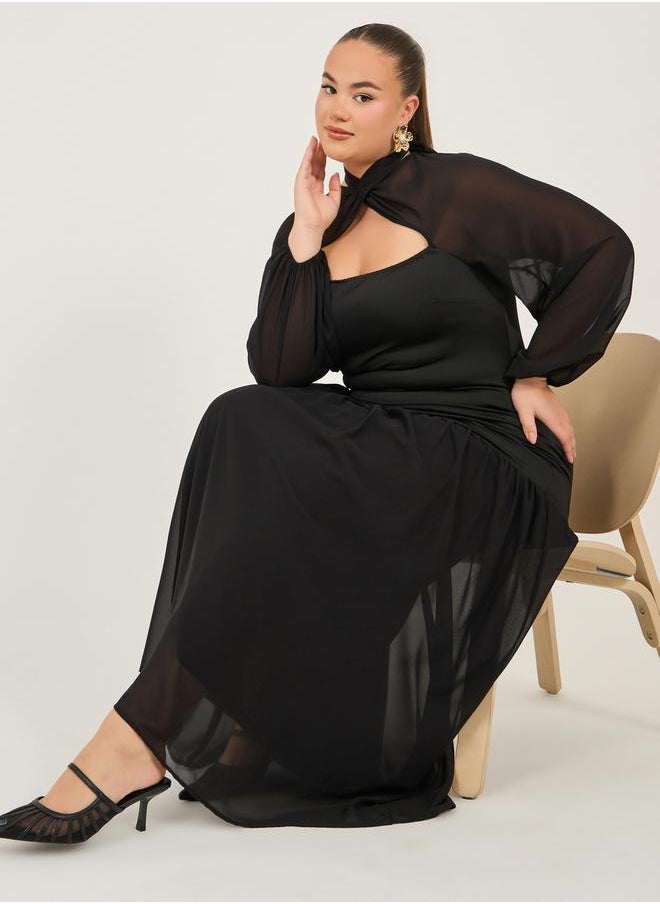 Styli Plus Size Long Sleeves A-Line Maxi Dress  - Image 1