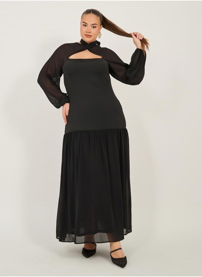 Styli Plus Size Long Sleeves A-Line Maxi Dress  - Image 2
