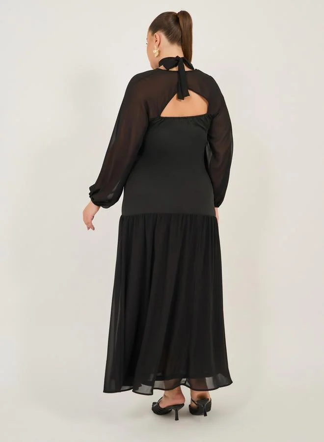 Styli Chiffon Overlay Midi Dress