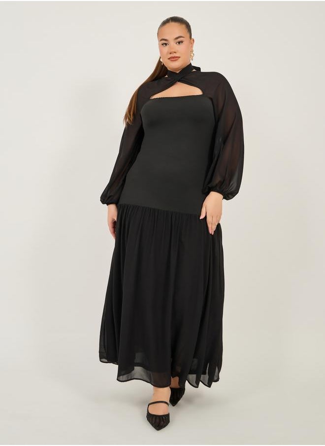 Styli Plus Size Long Sleeves A-Line Maxi Dress  - Image 3