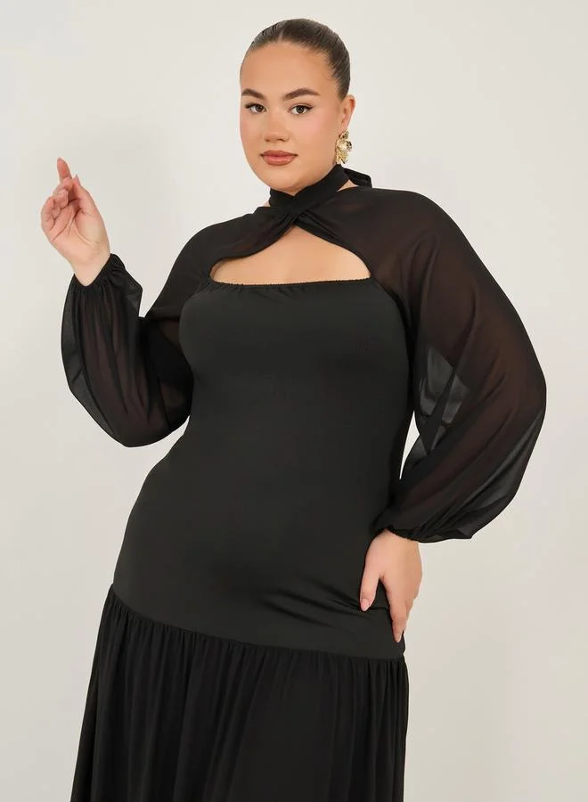 Styli Chiffon Overlay Midi Dress