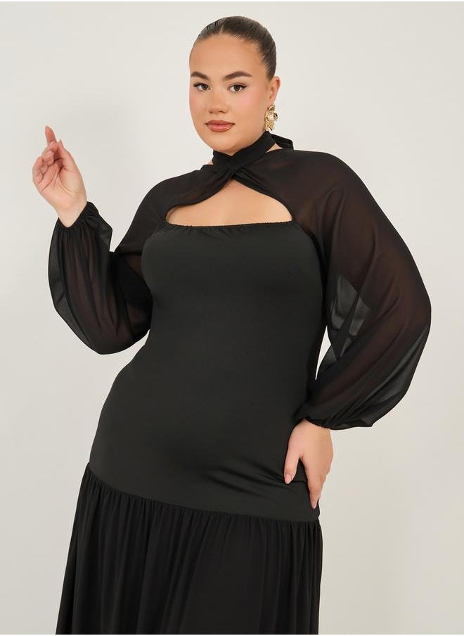 Styli Plus Size Long Sleeves A-Line Maxi Dress  - Image 4