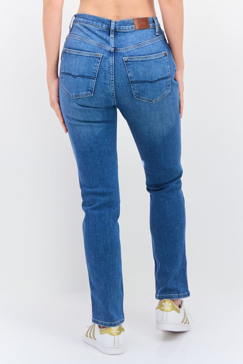 Pepe Jeans Women Mom Fit Washed Stretchable Jeans, Blue - Image 3