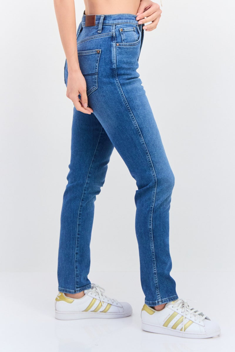 Pepe Jeans Women Mom Fit Washed Stretchable Jeans, Blue - Image 2