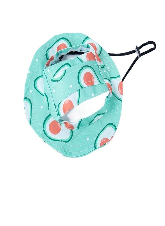 Maruomiki Dog Cat Sunshade Anti-strangle Hat Exposed Ears Adjustable Rope Buckle Bucket Hat Pet Supplies (S,Avocado) - Image 1