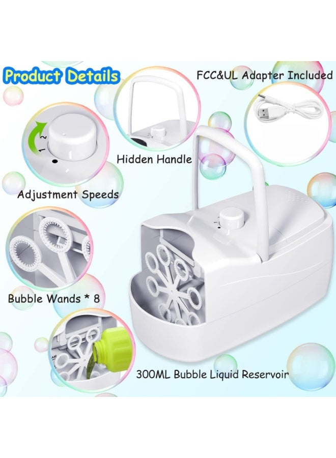 YOUWE7 Bubble Machine Automatic Bubble Blower, 10000+ Bubbles Per Minute with 2 Speeds, 8 Wands Bubble Maker, Plug-in or Batteries Bubbles Summer Toys for Outdoor Indoor Party Birthday - Image 2